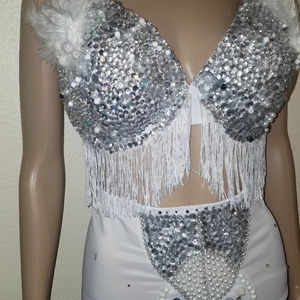 White rave bra, Frozen Elsa outfit, Rave bra